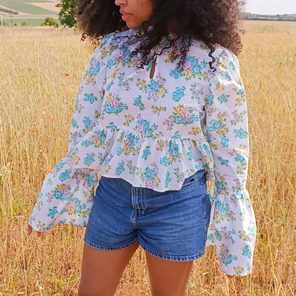 La Blouse Harriet - Polyester - Motif floral - Upcycling