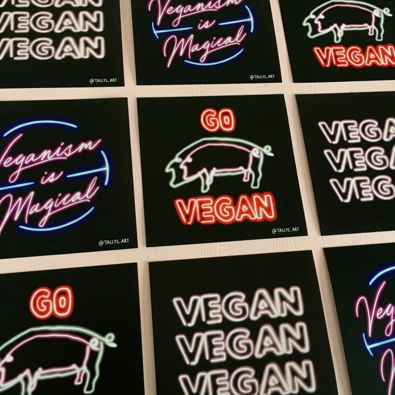 Vegan Neon Sign Sticker Pack Etsy UK