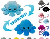 Reversible Octopus Plush Double Sided Moody Happy Flip Toy Soft Squid Stuffed Doll Toys UK Free Deliver