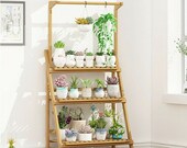 3 Tier Flower Plant Pot Wooden Shelf Stand Display Garden Step Style Ladder Rack UK Seller