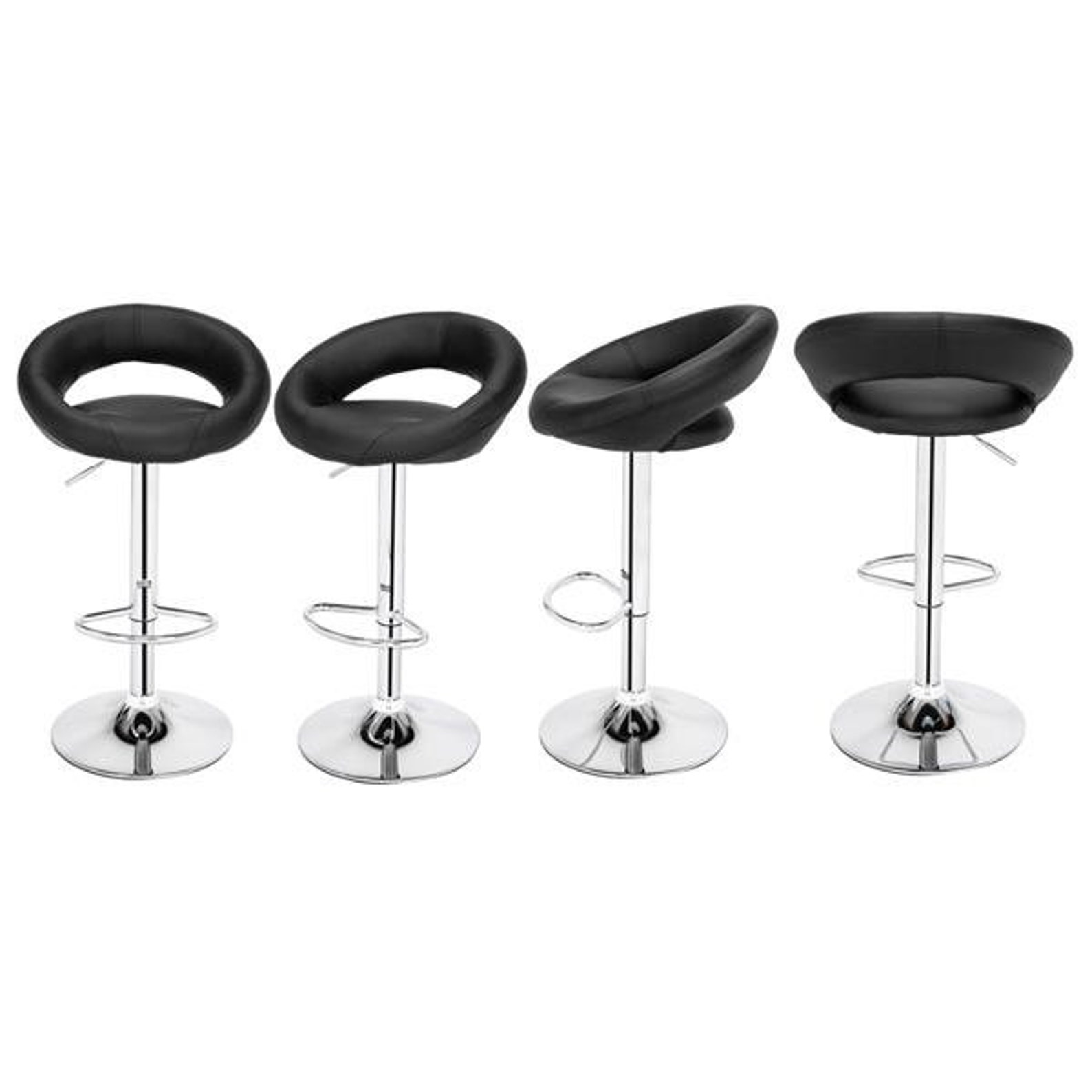 Black Adjustable Bar Stool Round Back Cushion 2 Pieces Etsy