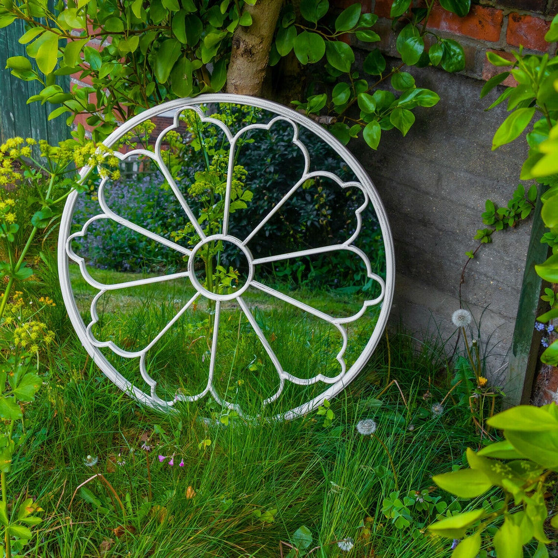 Large Decorative Round Outdoor Garden Mirror Diameter 80cm Etsy