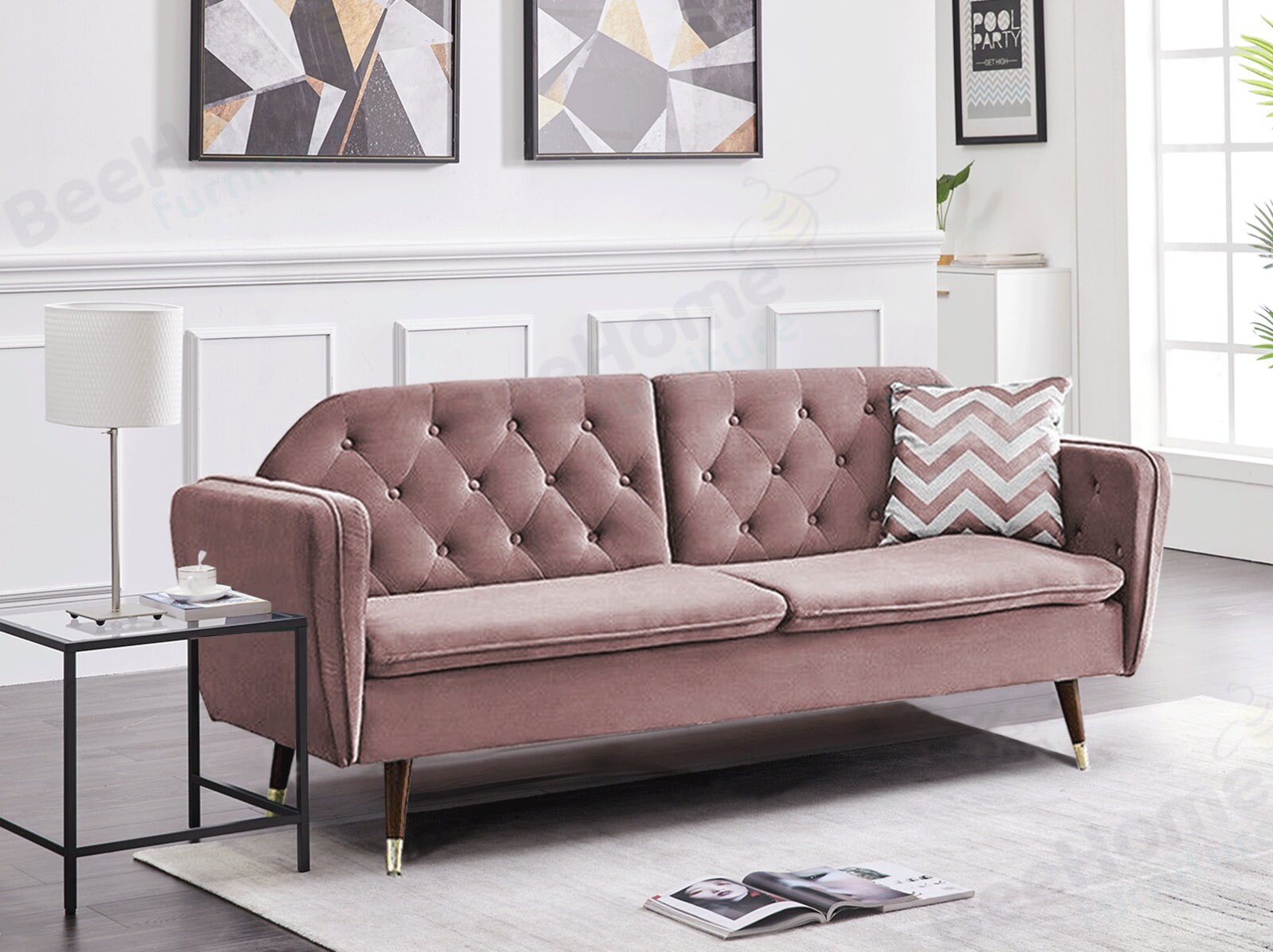 Premium Sofa Bed 3 Seater Velvet Fabric Padded Suite Luxury Etsy