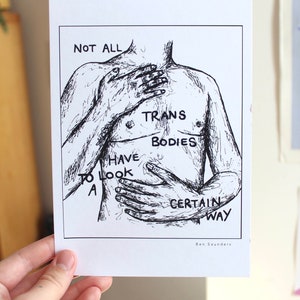 Transgender Art Print | Not All Trans Bodies | Line Art Illustration | Perfect Gift or Wall Decoration