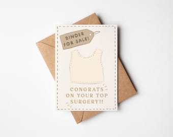 Topchirurgiekaart - gefeliciteerd - transmasc queer niet-binair - overgang aanwezig cadeau groet - handgemaakte tekening illustratie schattig
