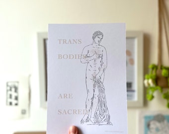 Ancient Trans Statues - Roman Ancient Greek - Venus Aphrodite - Tarot Card Queer T4T - LGBT Illustration Print - Pride Art Gift - Handmade