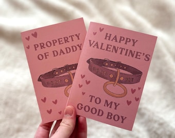 Property of Daddy Good Boy - Valentines Day Card - Gay Trans Masc Queer Gay Non-Binary-   Gift Kink - Handmade Drawing Illustration Cute