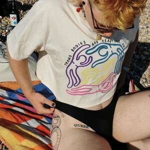 Made To Order! Trans Bodies Are Beautiful & Sacred | Screen Printed T-shirt | LGBTQ+ Queer Gay Masc Cute Clothing T4T Handmade Natural Soft