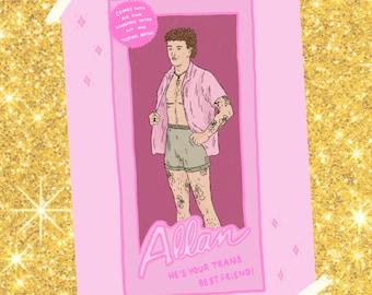 Barbie Print - Alan - Trans Masc - Barbie Film Movie - Art Print Illustration Poster - Queer Art - Trans Man Transgender - Michael Cera
