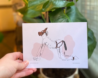 Pup Play Good Boy | Gay Puppy Kink Trans Queer Artwork | Line Illustration Print | LGBTQ Pride Queer Transgender T4T Drawing Print NSFW