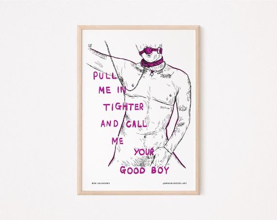 Good Boy | Queer Gay Kink Print | Puppy Trans Queer Artwork | Line Illustration Print | LGBTQ Pride Queer Transgender T4T Drawing Print NSFW