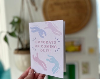 Coming Out Card - Congratulations - Trans Masc Queer Gay Non-Binary - Transition Present Gift Greeting - Handmade Drawing Illustration Cute