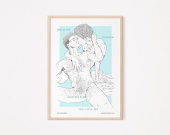 Hold Me Closer | T4T | Couple Trans Gay Queer Art Print | Cute Gift Card Illustration Print | LGBTQ Pride Queer Transgender Drawing