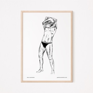 Trans Body Undressing | Trans Queer Art Print | Line Art Illustration | Perfect Gift or Decoration | Art Print | Pride Sketch Artwork