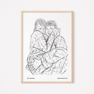 Hug | Gay Queer Couple | LGBTQ+ Transgender Art Print | Line Art Illustration | Perfect Gift | Art Print Pride Sketch