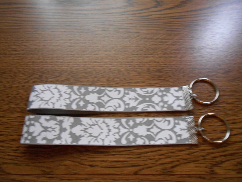 Damask keychain Gray Keychain Damask Keyring