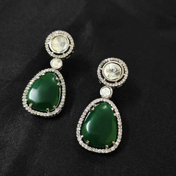 CZ Diamond Stone Earrings Kundan  all colour Earrings/ Polki Earrings/ Indian Jewelry/Pearl Studs Earrings/Bollywood Jewelry/ Indian Wedding