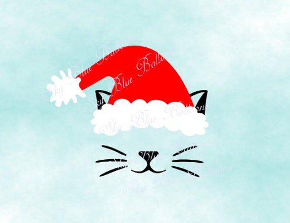 Download Cat Santa Svg Christmas Cat SVG Cat Face SVG Santa Hat Svg ...