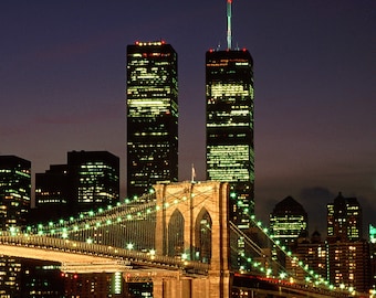 Twin Towers and Brooklyn Bridge