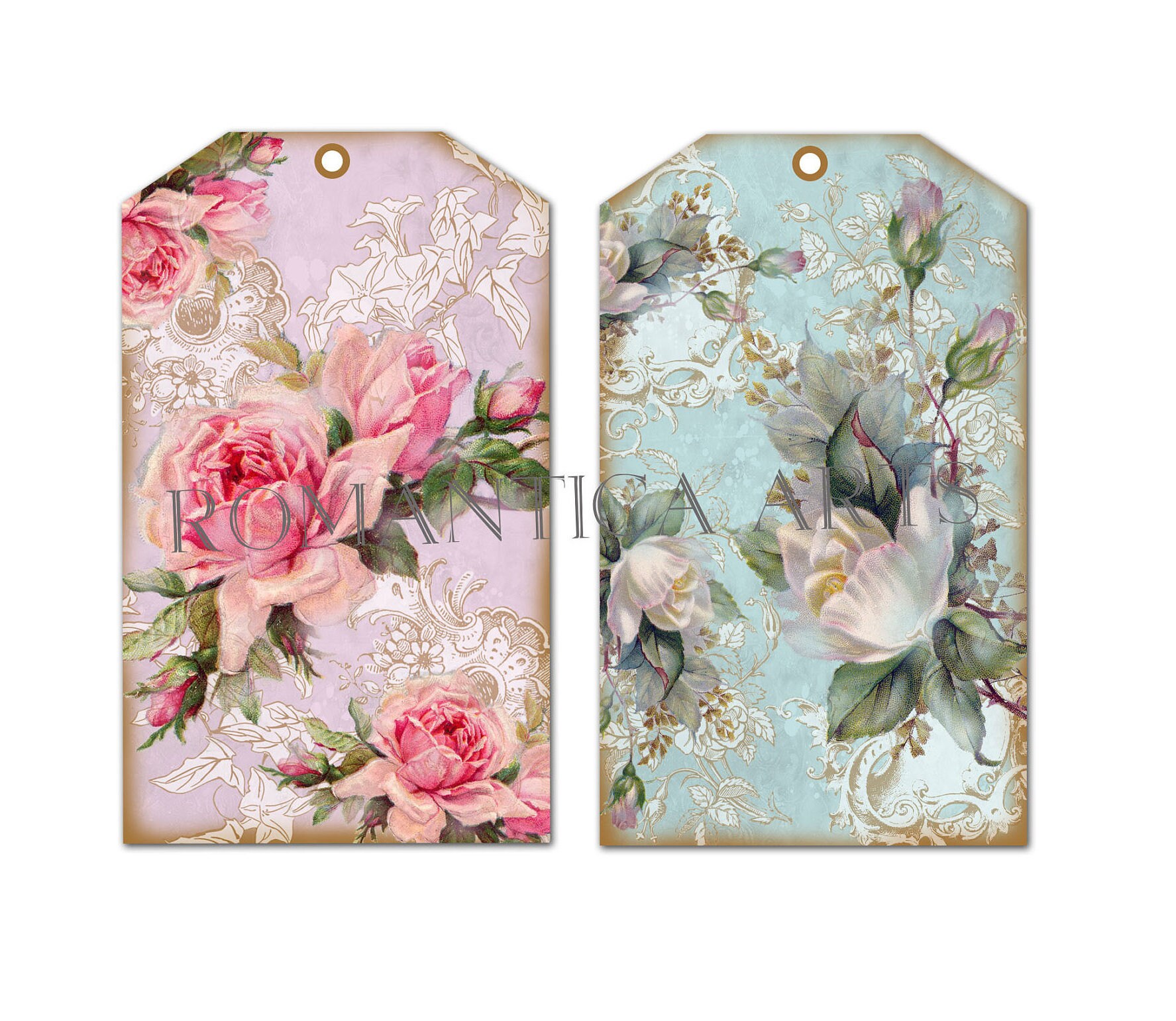 Roses Gift Tags Shabby Roses Tags Roses Hang Tags Jewelry Etsy