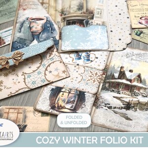 Cozy Winter Folio Kit, Shabby Winter Tri Fold Folio, Loaded Folder ...