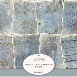 Shabby Blue Pattern On Wood Paper, Digital Grungy Blue Pages, Background Paper, Junk Journal, Digital Download