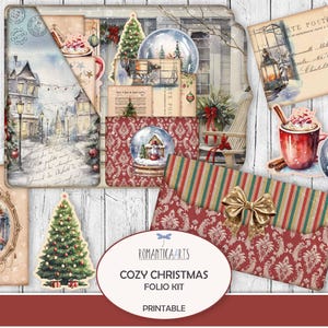 Kit folio de Noël douillet, folio festif minable en trois volets, dossier chargé, pochette folio, intercalaire pour journal intime, hiver imprimable, téléchargement numérique