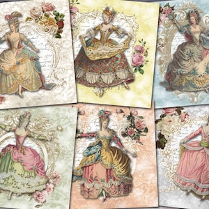 Marie Antoinette Finely Drawn Collage Sheet | Alpha Stamps