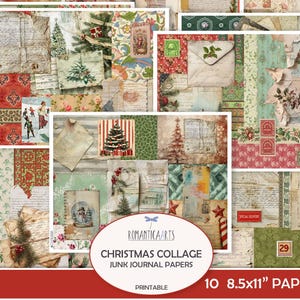 Collage de Noël, pages du journal indésirable, imprimables, papier décoratif, Masterboard minable, démodé, fond de Noël