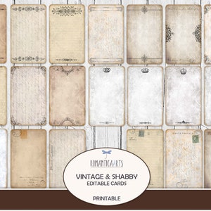 Vintage bearbeitbare Karte, leere Karte, Karte Collage Sheet, digitale Karte, neutrale Farbe, Scrapbookpapier, Junk Journal, digitaler Download