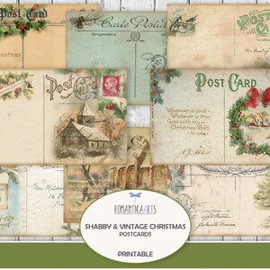 Shabby Weihnachtspostkarten für Journals, bearbeitbare Winterpostkarten für Scrapbooking, Weißweihnachts-Digitalpapier, druckbare Weihnachtskarte