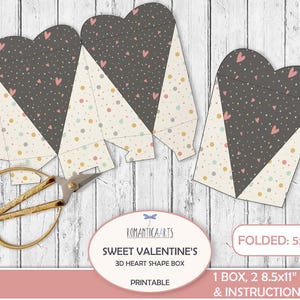 Boîte en forme de coeur 3D pour la Saint-Valentin, papier pour bricolage, boîte de bonbons pour la Saint-Valentin, boîte de dragées pour le chocolat, Romantica Arts