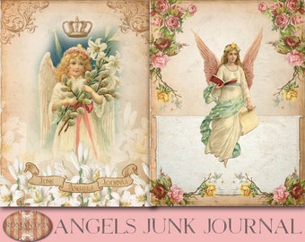 Angels Journal Kit, Digital Prayer Journal, Victorian Christmas, Vintage Angel, Vintage Christmas, Junk Journal, Digital Download