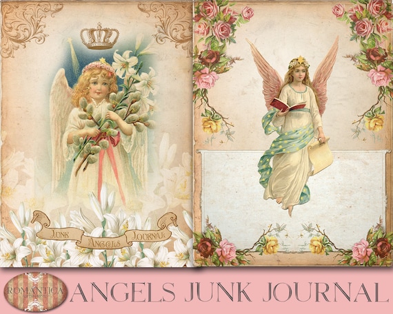 Victorian Christmas Angel Paper Pack A4 Blush Pink Shabby Chic Backgrounds Scrapbook Journal Papers