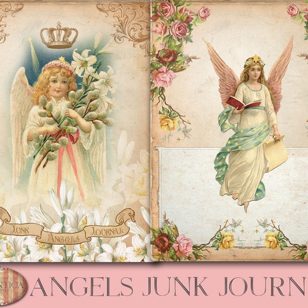 Angels Journal Kit, Digital Prayer Journal, Victorian Christmas, Vintage Angel, Vintage Christmas, Junk Journal, Digital Download