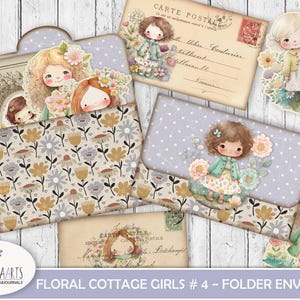 Floral Cottage Girls Folder Envelope, Cottagecore Digital, Junk Journal ...