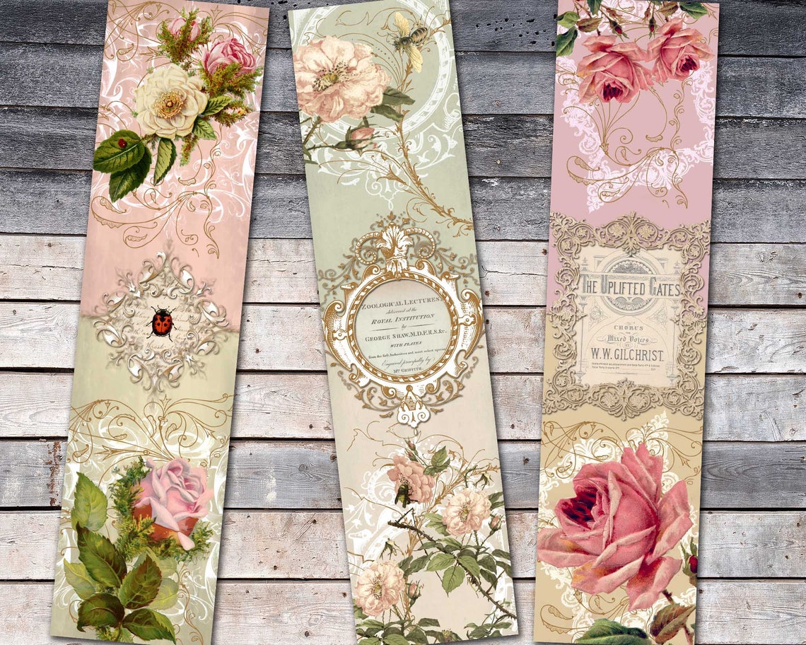 Printable Roses Bookmarks For Crafting Shabby Roses Digital - Etsy.de