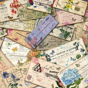 Floral Papier Pack, Botanische Ephemera, Shabby Blumen, Botanische Bündel, Junk Journal, Vintage Botanische, digitaler Download, Scrapbookpapier