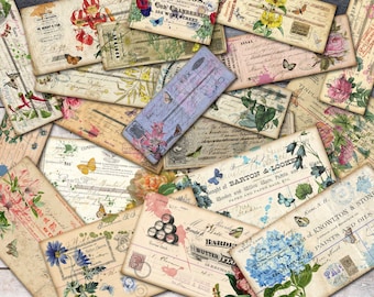 Floral Paper Pack, Botanical Ephemera, Shabby Floral, Botanical Bundle, Junk Journal, Vintage Botanical, Digital Download, Scrapbook Paper
