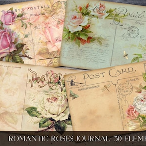 Romantic Roses Journal, Shabby Journal Pages Digital, Decoupage Roses ...