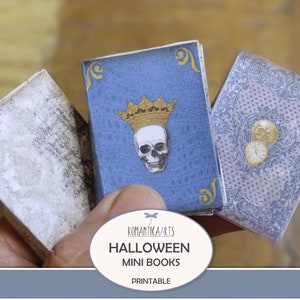 Creepy Halloween Mini Books For Doll House, Miniature Book, Gothic Ephemera, Junk Journal Supply