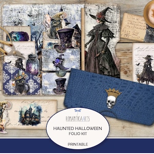 Kit folio Halloween hanté, journal indésirable imprimable, dossier Halloween, folio trois volets, dossier chargé, téléchargement numérique