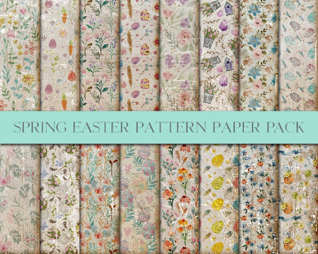 Shabby Spring Pattern Paper Pack, Easter Pattern Paper, Grungy Easter ...