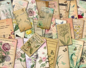 Library Ephemera Papers, Library Card, Librarian Bundle, Vintage Book Page, Book Journal, Botanical Paper, Junk Journal, Digital Downloads
