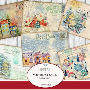 Weihnachtspostkarten, Weihnachtsstadt, Niedliche Weihnachten, Journal Insert, Weihnachten ATC Karte, Winter Postkarte