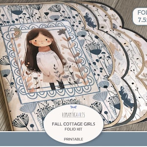 Folio imprimable pour journal indésirable, kit folio automne Cottage Girls, Cottagecore numérique, folio pliant, pochettes chargées, fournitures pour journal