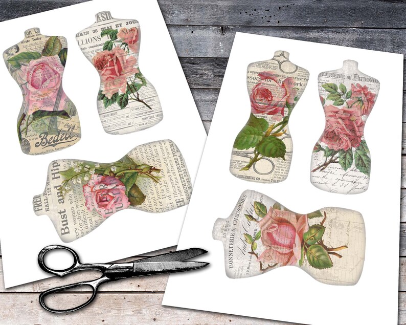 Printable Dress Form Tag Vintage Mannequin Card Digital Etsy