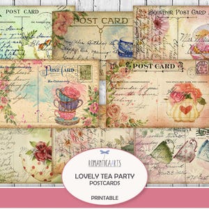 Preciosas postales para fiestas de té, imprimibles para diario basura, efímeras de té, postales antiguas, insertos de diario, adornos, descarga digital