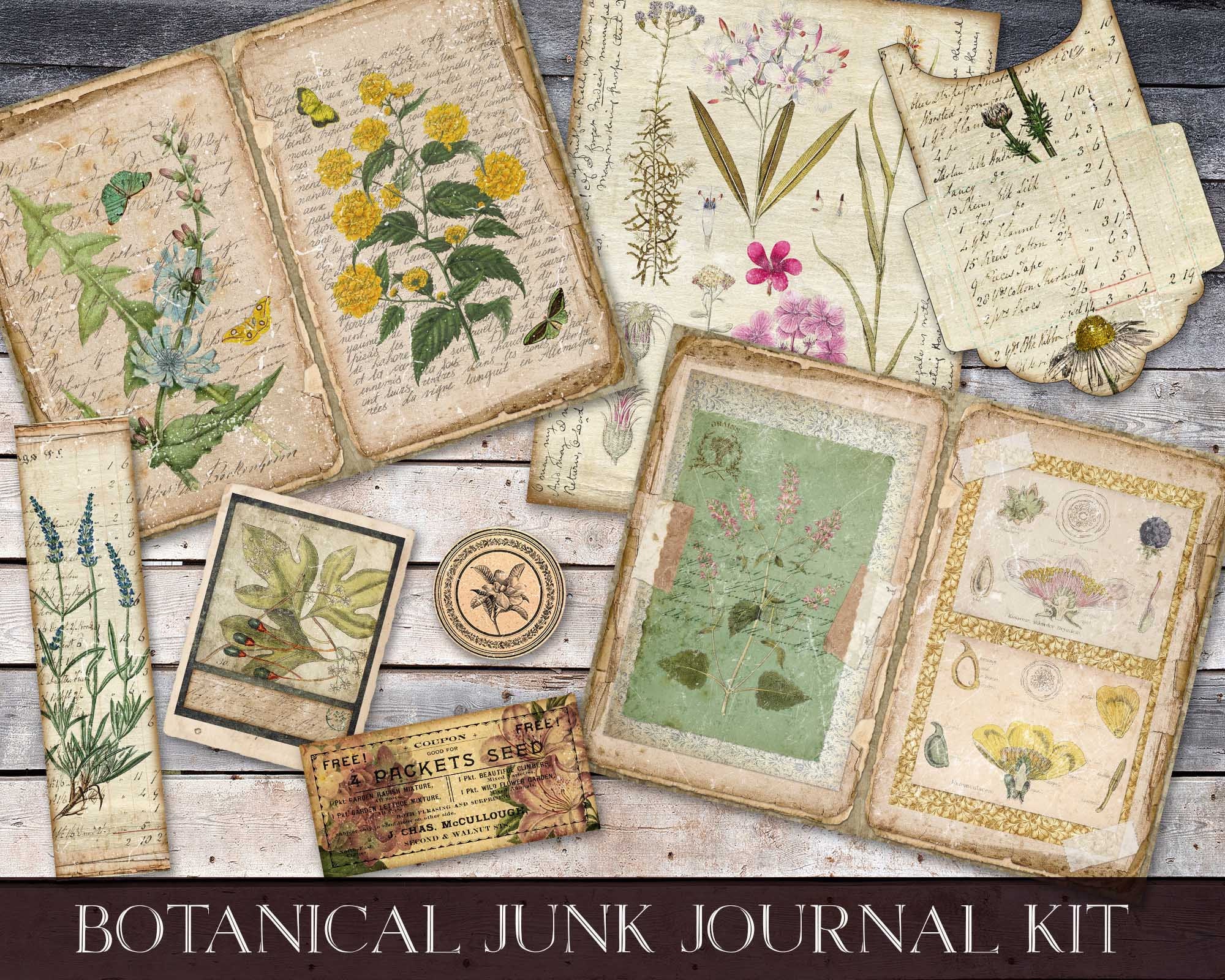 Vintage Botanical Junk Journal Kit Floral Journal Kit Etsy