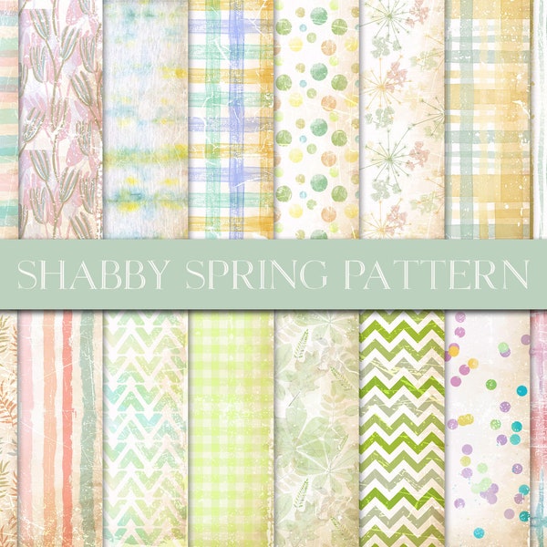 Pastel Spring Pattern Paper, Easter Digital, Easter Pattern, Shabby Pastel, Digital Paper Pack, Spring Printables